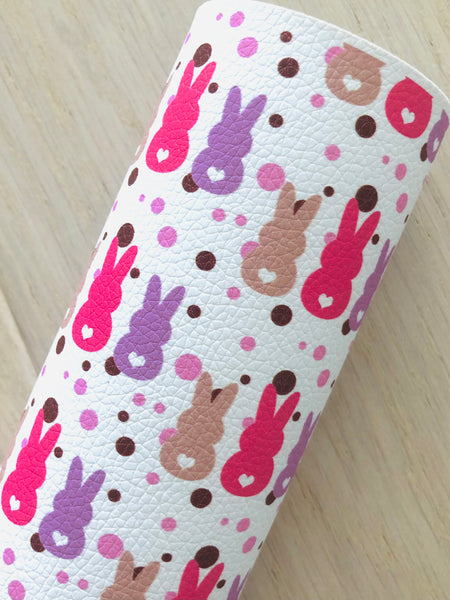 Printed Pebbled Faux Leather Bunny and Polka Dots