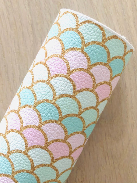 Printed Pebbled Faux Leather Mermaid Scale