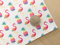 Custom Printed Smooth Leather Flamingo and Pineapple