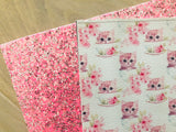 Printed Pebbled Faux Leather Cute Cats with Flowers