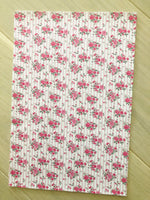 Custom Printed Smooth Faux Leather Pink Flowers