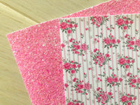 Custom Printed Smooth Faux Leather Pink Flowers