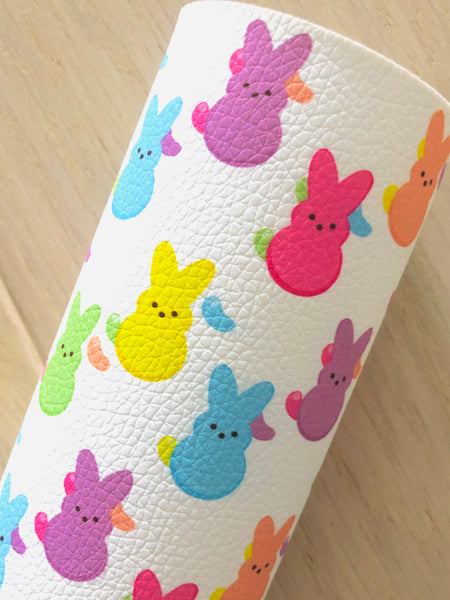 Printed Pebbled Faux Leather Bunny and Jelly Bean Design