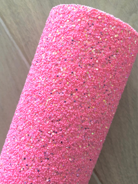 Iridescent Pink Chunky Glitter Fabric - Felt Backing