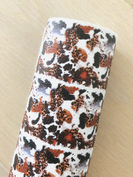 Printed Pebbled Faux Leather Cow Print