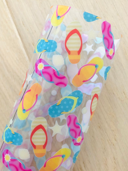 Custom Printed Transparent Jelly Sheet Summer Flip Flops