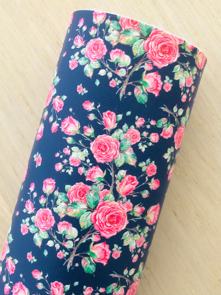 Custom Printed Smooth Leather Pink Roses