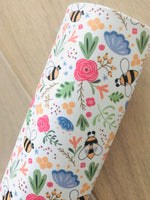 Custom Printed Smooth Leather Bee and Floral