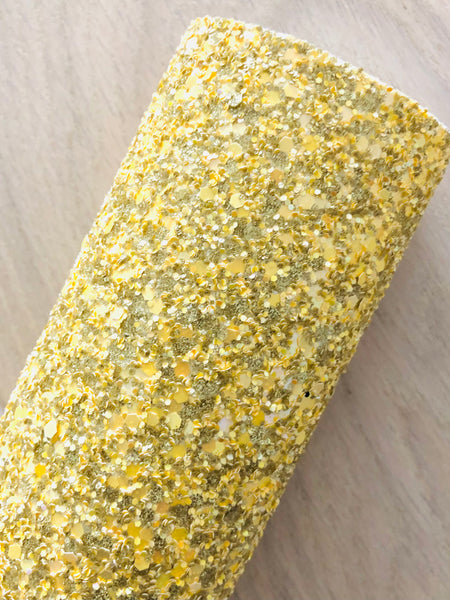 LUX Yellow and Gold Chunky Glitter - Felt Backing