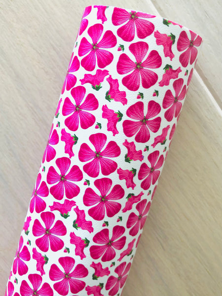 Custom Printed Smooth Leather Pink Tropical Flowers