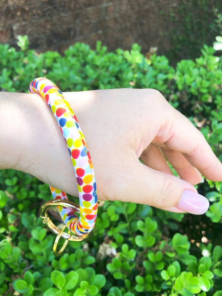Colorful Polka Dots Smooth Silicone Bangle Key Ring