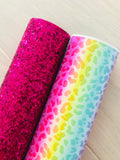 Printed Pebbled Faux Leather Rainbow Leopard