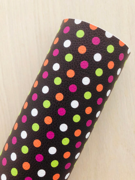 Printed Pebbled Faux Leather Polka Dots Design