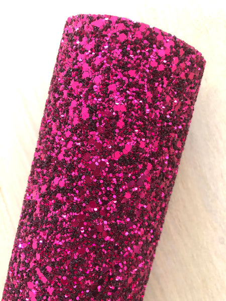 Pink Chunky Glitter Fabric Sheet - Black Twill Back