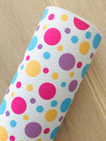 Printed Pebbled Faux Leather Colorful Polka Dots Design