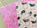 Printed Pebbled Faux Leather Cow and Floral