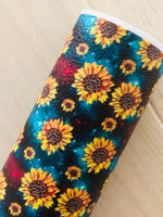 Printed Pebbled Faux Leather Sunflower Design