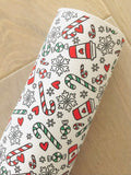 Printed Pebbled Faux Leather Coffee and Candy Cane