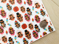 Printed Pebbled Faux Leather Turkey Pilgrim