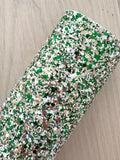 Gold, Green and White Chunky Glitter - Felt Backing