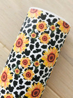 Printed Pebbled Faux Leather Sunflower Design