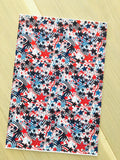 Printed Pebbled Faux Leather Red and Blue Stars