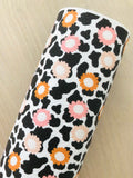 Printed Pebbled Faux Leather Flowers with Cow Print Background