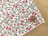 Printed Pebbled Faux Leather Coffee and Candy Cane