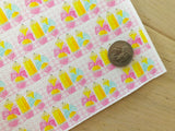 Printed Pebbled Faux Leather Pencils and Pink Bow