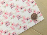 Printed Pebbled Faux Leather Cute Cats with Flowers