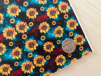 Printed Pebbled Faux Leather Sunflower Design