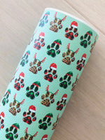 Printed Pebbled Faux Leather Holiday Dog Paws