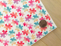 Printed Pebbled Faux Leather Colorful Jigsaw Puzzles, Autism Awareness