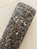 Black and Gold Chunky Glitter Fabric - Black Twill Backing