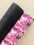 Black Chunky Glitter Fabric - Black Felt Backing