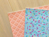 Printed Pebbled Faux Leather Blue Ice Cream Sprinkles