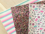 Printed Pebbled Faux Leather Pastel Color Strips