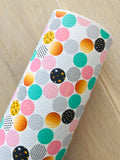 Printed Pebbled Faux Leather Colorful Polka Dots Design