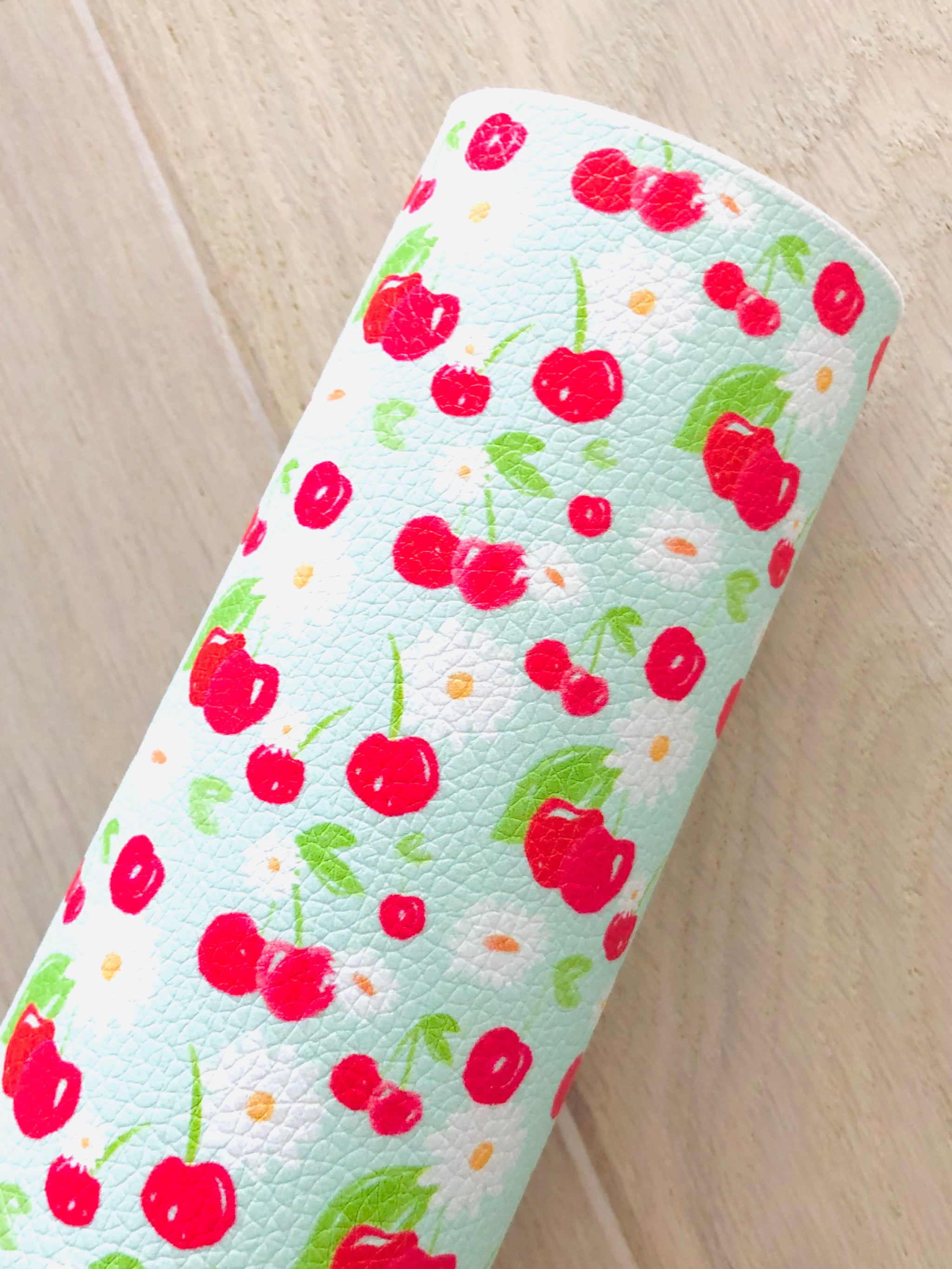 Printed Pebbled Faux Leather Cherries – UniqueRTS Leather
