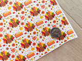 Printed Pebbled Faux Leather Turkey and Pumpkin Pie