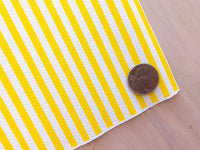 Printed Pebbled Faux Leather Yellow and White Strips