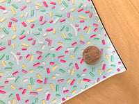 Printed Pebbled Faux Leather Blue Ice Cream Sprinkles