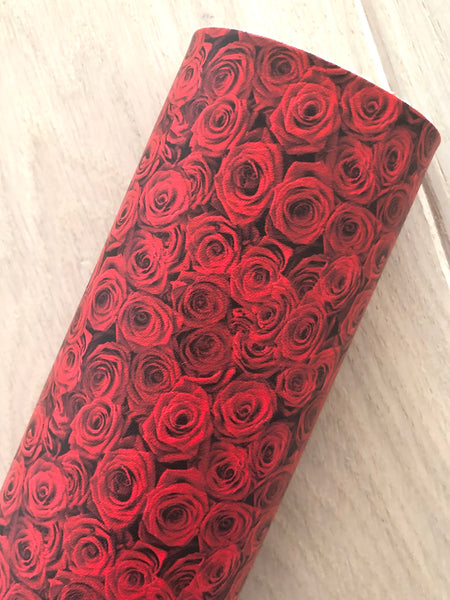 Custom Printed Smooth Leather Realistic Red Roses