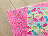 Printed Pebbled Faux Leather Dinosaurs