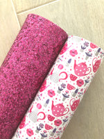 Iridescent Pink Chunky Glitter Fabric - Felt Backing