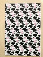 Printed Pebbled Faux Leather Cow - Cotton Backing