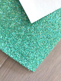 Iridescent Green Chunky Glitter Fabric - White Canvas Backing