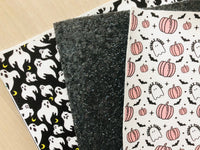 Charcoal Black Chunky Glitter Fabric - White Felt Backing