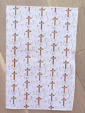 Printed Pebbled Faux Leather Cross and Floral