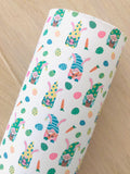 Printed Smooth Faux Leather Easter Bunny Gnome and Carrots